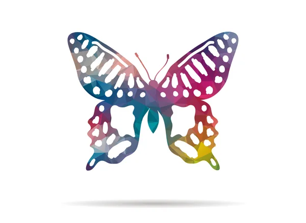 Low poly icône papillon abstrait coloré — Image vectorielle