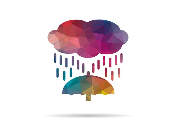 Alacsony poly ikon színes eső — Stock Vector