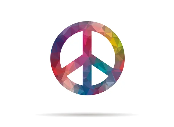 Low poly icon colorful peace symbol — Stock Vector