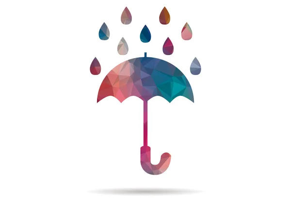 低ポリ アイコン カラフルな傘雨 — ストックベクタ
