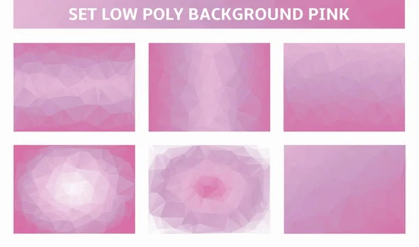 Ställa in rosa bakgrund låg poly — Stock vektor