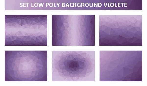 Ställa in lila bakgrund låg poly — Stock vektor