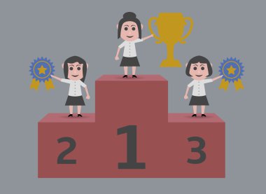 Kadınlar Şampiyonlar ile podyum