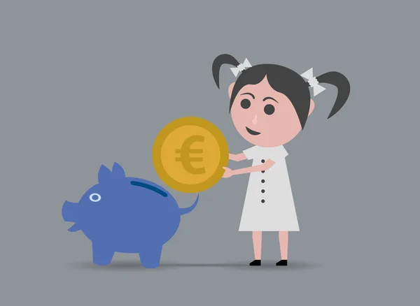Fille économiser de l'argent — Image vectorielle