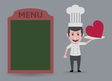 Şef gösteren menü sevgi ile