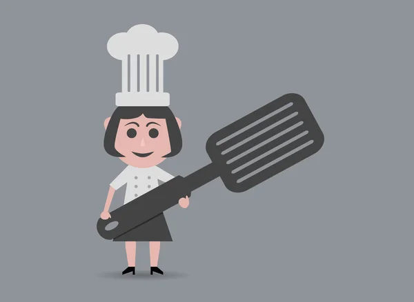 Kvinnan kock med spatel — Stock vektor