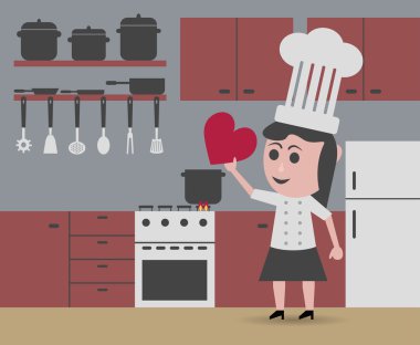 Şef kadın aşk ile pişirme