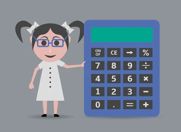 Estudante menina com calculadora —  Vetores de Stock