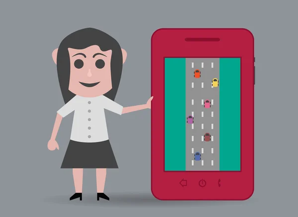 Poupée femme téléphone portable jeu — Image vectorielle