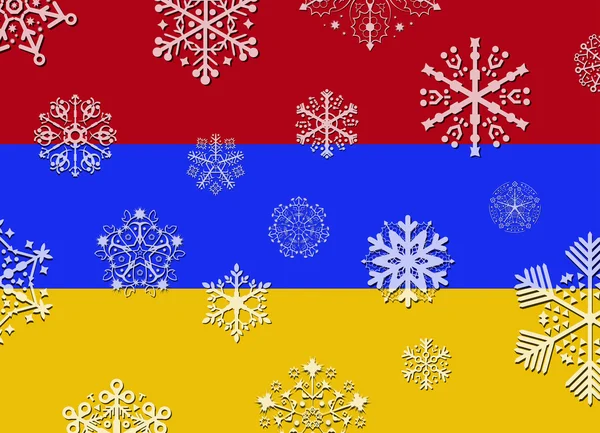 亚美尼亚国旗与雪花 — 图库矢量图片