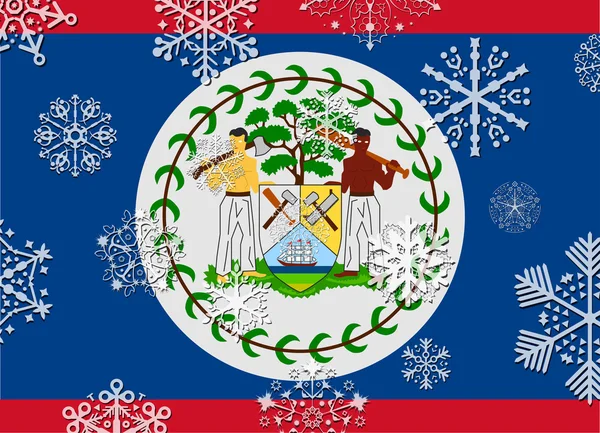 Bandeira de Belize com flocos de neve —  Vetores de Stock