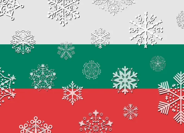 Bulgaristan bayrağı kar taneleri ile — Stok Vektör