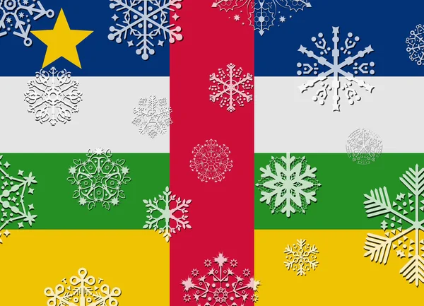 Bandeira africana central com flocos de neve — Vetor de Stock