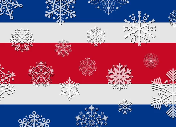 Bandeira da costa rica com flocos de neve — Vetor de Stock