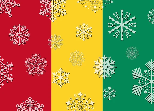 Guinee vlag met sneeuwvlokken — Stockvector