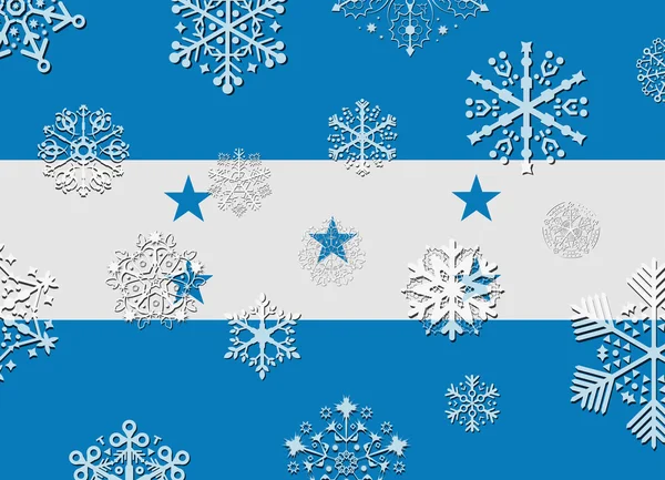 Bandeira honduras com flocos de neve — Vetor de Stock