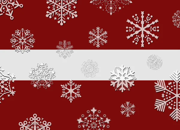 Bandera de latvia con copos de nieve — Vector de stock