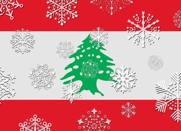 Bandera de lebanón con copos de nieve — Archivo Imágenes Vectoriales