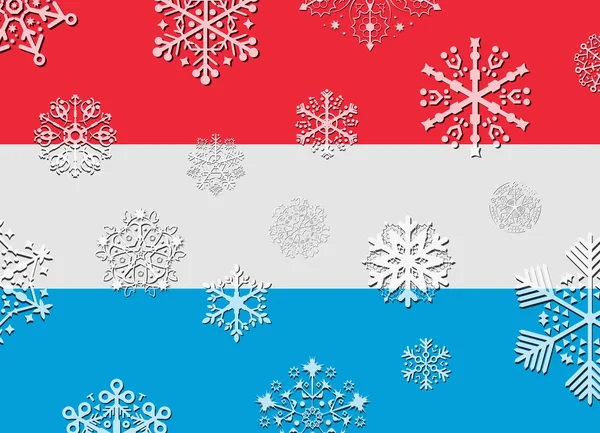 Luxembourg flag with snowflakes — Stock Vector