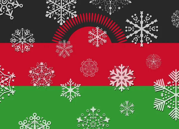 Vlag van Malawi met sneeuwvlokken — Stockvector