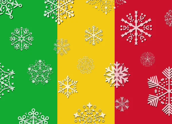 Bandeira mali com flocos de neve — Vetor de Stock