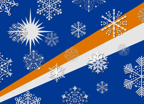 雪片でマーシャル諸島共和国の旗 — ストックベクタ