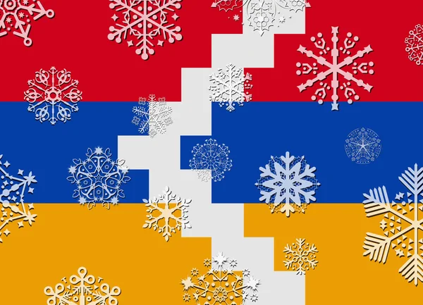 Bandeira nagorno kara com flocos de neve — Vetor de Stock