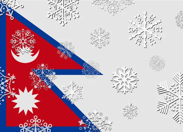 Nepál zászlót hópelyhek — Stock Vector