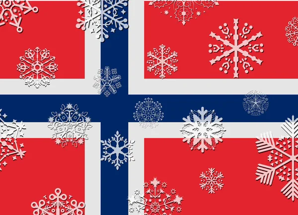 Norway flag with snowflakes — Stock Vector