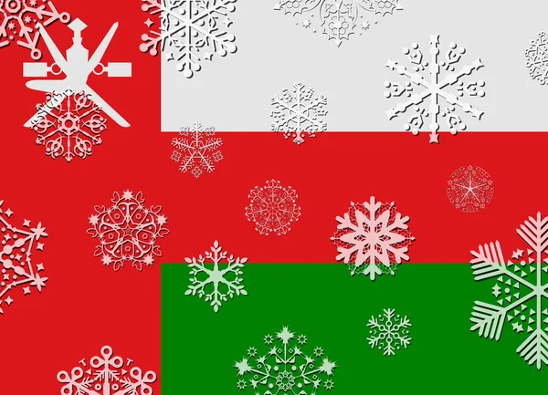 Oman flag with snowflakes — Stock Vector