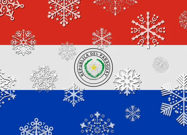 巴拉圭国旗与雪花 — 图库矢量图片