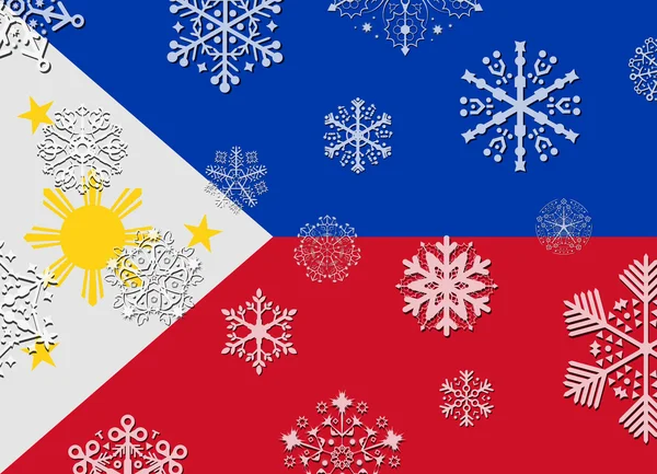 Drapeau philippines avec flocons de neige — Image vectorielle