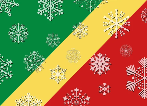 Republiek congo vlag met sneeuwvlokken — Stockvector