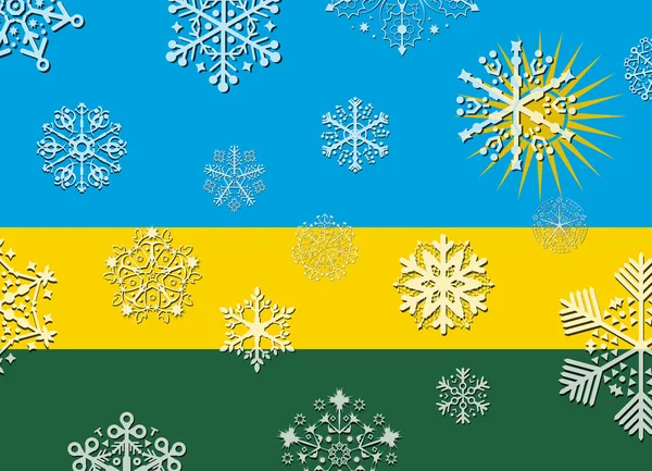 Rwanda flag with snowflakes — Stock Vector