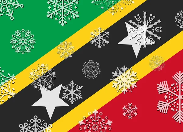 Saint kitts bandeira com flocos de neve — Vetor de Stock