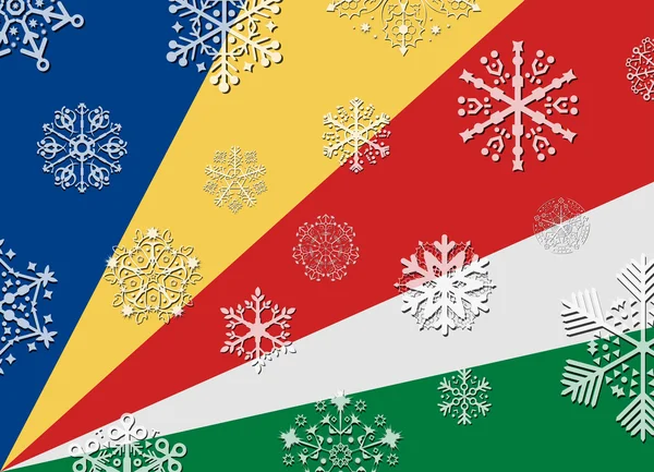 Bandeira das Seicheles com flocos de neve — Vetor de Stock