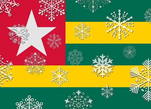 Togo flag with snowflakes — Stock Vector