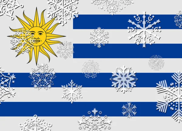 Flaga Urugwaju z płatki śniegu — Wektor stockowy