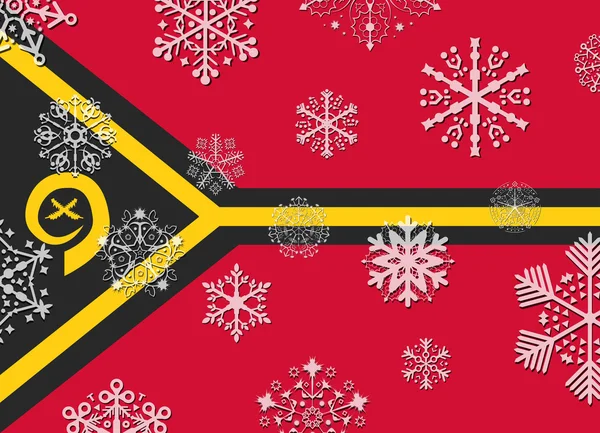 Bandeira vanuatu com flocos de neve —  Vetores de Stock