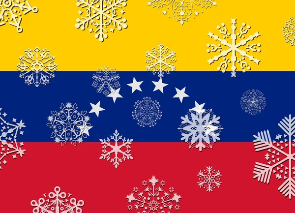 Venezuela flag with snowflakes — Stock Vector