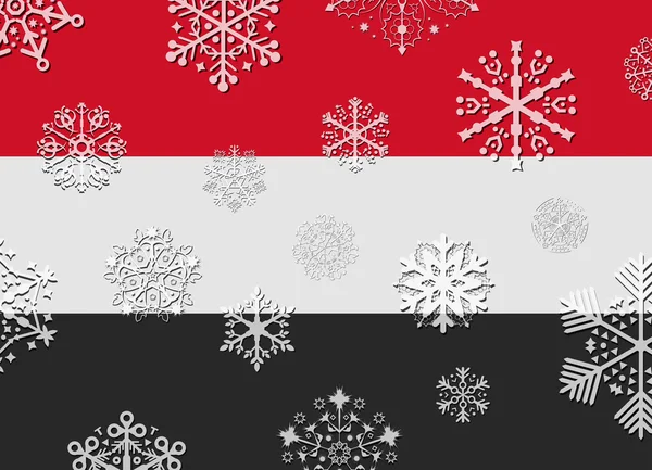 Yemen flag with snowflakes — Stock Vector