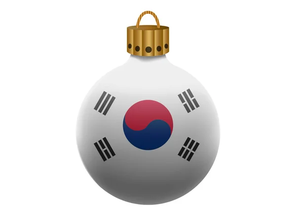 Corea del Sur bola de Navidad aislado — Vector de stock