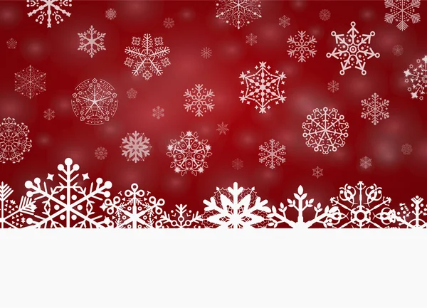 Červené sněhové vločky Vánoční pozadí — Stockový vektor