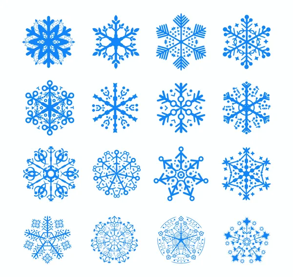 Set 16 copos de nieve — Vector de stock