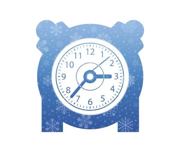 Orologio icona di Natale con neve — Vettoriale Stock