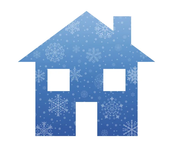 Hussymbol symbol jul med snö — Stock vektor