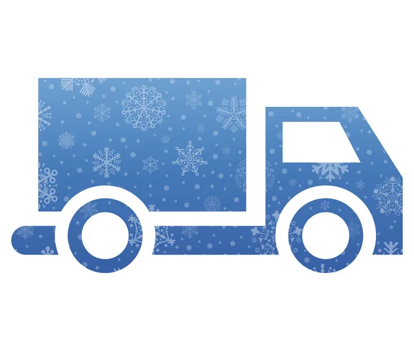 Camion icône de Noël avec neige — Image vectorielle