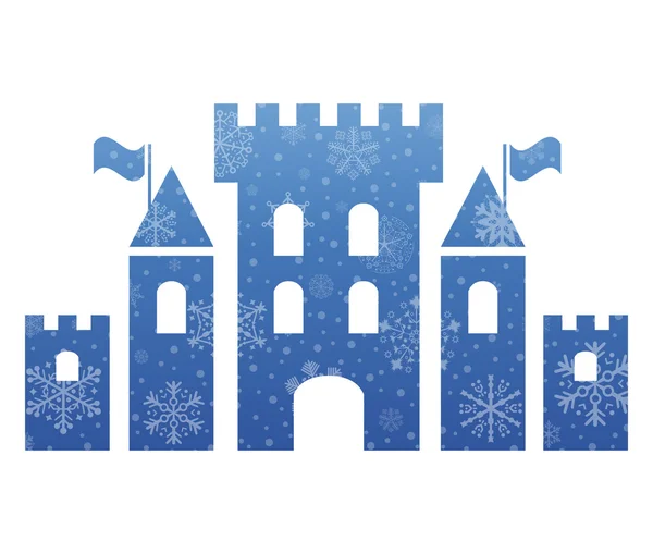 Castle christmas icon with snow — Stock Vector