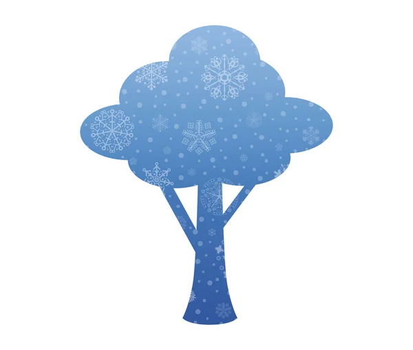 Blue tree christmas icon with snow — Stock Vector