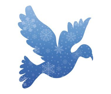 Noel simgesi kar ile güvercin